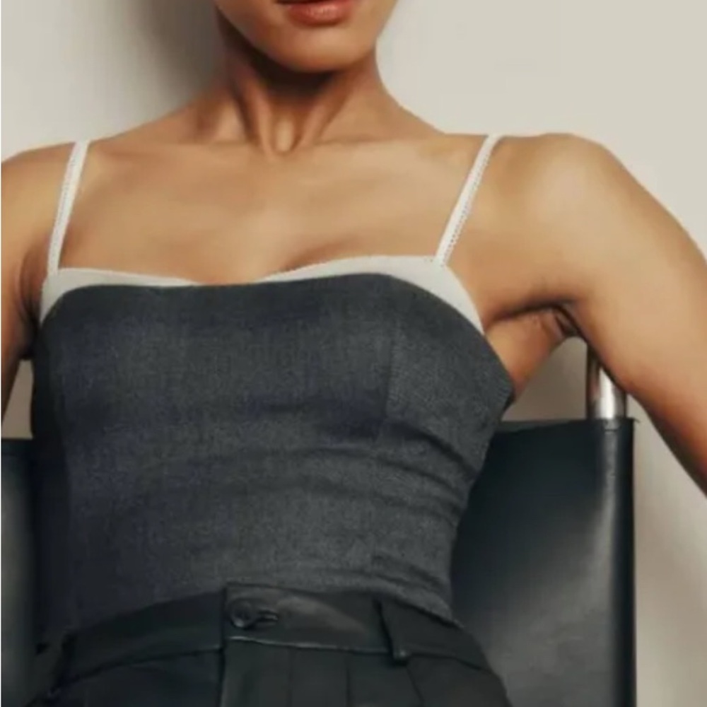 Reformation Charcoal and White Tank Top